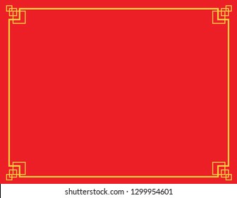 chinese new year background with yellow border, abstract oriental wallpaper with decoration frame, Red chinese overlap fan inspiration, vector illustration