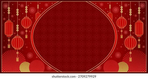 Fondo chino del año nuevo, marco, Fondo de pantalla oriental abstracto, Ilustración vectorial