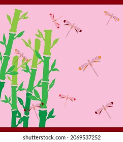 Chinese New Year Bamboo And Dragonfly
