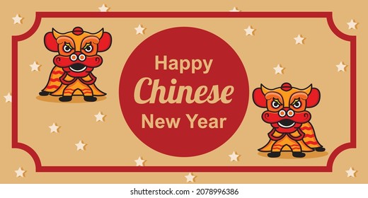 chinese new year banner with lion dance character