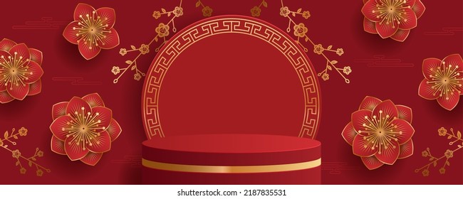 Chinese New Year banner. Platform for product showcase.