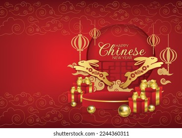 chinese new year banner rabbit year 2023 