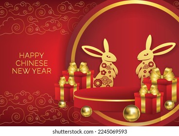 chinese new year banner rabbit year 2023 