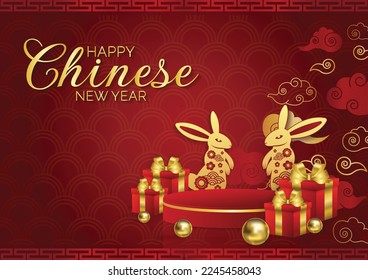 chinese new year banner rabbit year 2023 