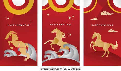 Chinesische Neujahr Banner Vektor Pferd Jahr