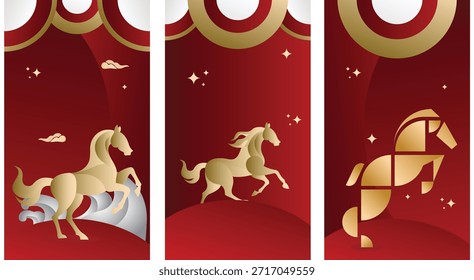 Año nuevo chino Anuncio Vector caballo año