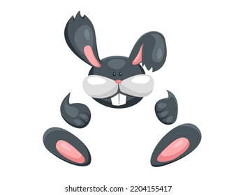 Chinese new year black rabbit. Animal bunny symbol holiday celebration. Vector illustration.