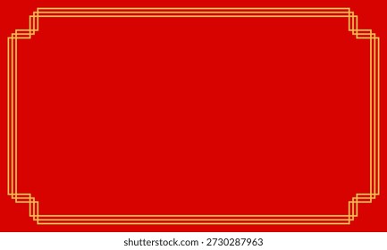moldura em branco de ano novo chinês, fronteira vetor asiática tradicional, banner de casamento ou modelo de cartão postal de feriado, ornamento dourado no fundo vermelho