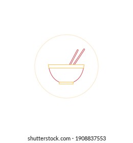 chinese new year bowl color line icon