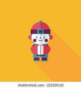 Chinese New Year boy flat icon with long shadow,eps10