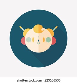 Chinese New Year boy flat icon with long shadow,eps10