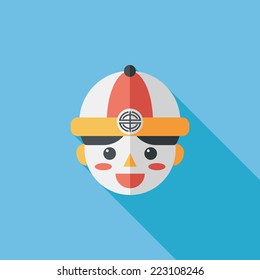 Chinese New Year boy flat icon with long shadow,eps10