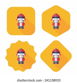 Chinese New Year boy flat icon with long shadow,eps10