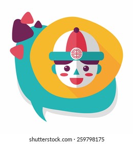 Chinese New Year boy flat icon with long shadow,eps10