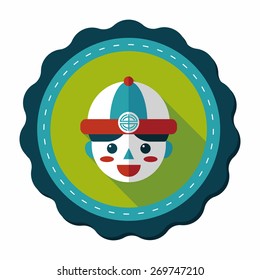 Chinese New Year boy flat icon with long shadow,eps10