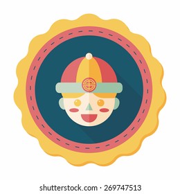 Chinese New Year boy flat icon with long shadow,eps10