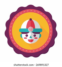 Chinese New Year boy flat icon with long shadow,eps10