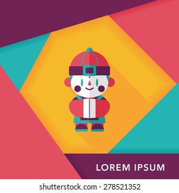 Chinese New Year boy flat icon with long shadow,eps10
