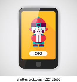Chinese New Year boy flat icon with long shadow,eps10