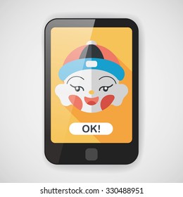Chinese New Year boy flat icon with long shadow,eps10