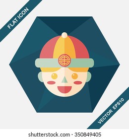 Chinese New Year boy flat icon with long shadow,eps10