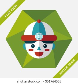 Chinese New Year boy flat icon with long shadow,eps10