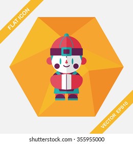 Chinese New Year boy flat icon with long shadow,eps10
