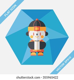 Chinese New Year boy flat icon with long shadow,eps10