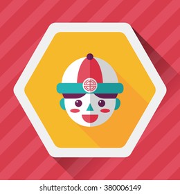 Chinese New Year boy flat icon with long shadow,eps10