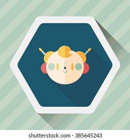 Chinese New Year boy flat icon with long shadow,eps10
