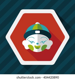 Chinese New Year boy flat icon with long shadow,eps10