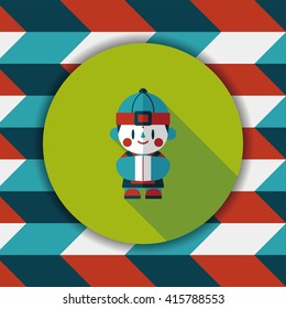 Chinese New Year boy flat icon with long shadow,eps10
