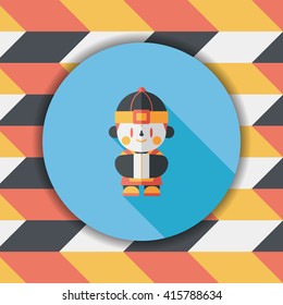 Chinese New Year boy flat icon with long shadow,eps10