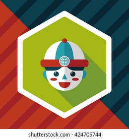 Chinese New Year boy flat icon with long shadow,eps10