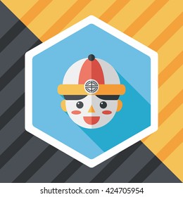 Chinese New Year boy flat icon with long shadow,eps10