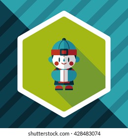 Chinese New Year boy flat icon with long shadow,eps10
