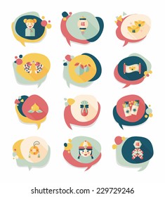 Chinese New Year bubble speech flat banner design flat background set, eps10