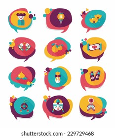 Chinese New Year bubble speech flat banner design flat background set, eps10