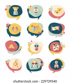 Chinese New Year bubble speech flat banner design flat background set, eps10