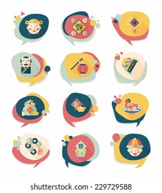 Chinese New Year bubble speech flat banner design flat background set, eps10