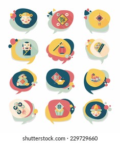 Chinese New Year bubble speech flat banner design flat background set, eps10