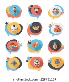 Chinese New Year bubble speech flat banner design flat background set, eps10