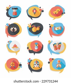 Chinese New Year bubble speech flat banner design flat background set, eps10