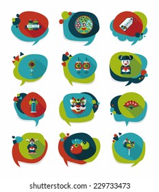 Chinese New Year bubble speech flat banner design flat background set, eps10