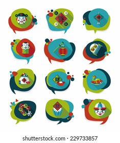 Chinese New Year bubble speech flat banner design flat background set, eps10