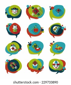 Chinese New Year bubble speech flat banner design flat background set, eps10