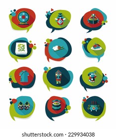 Chinese New Year bubble speech flat banner design flat background set, eps10