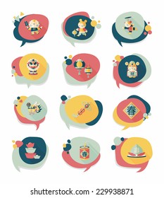 Chinese New Year bubble speech flat banner design flat background set, eps10