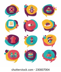 Chinese New Year bubble speech flat banner design flat background set, eps10