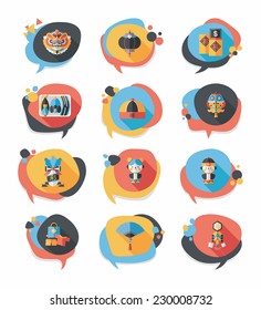Chinese New Year bubble speech flat banner design flat background set, eps10